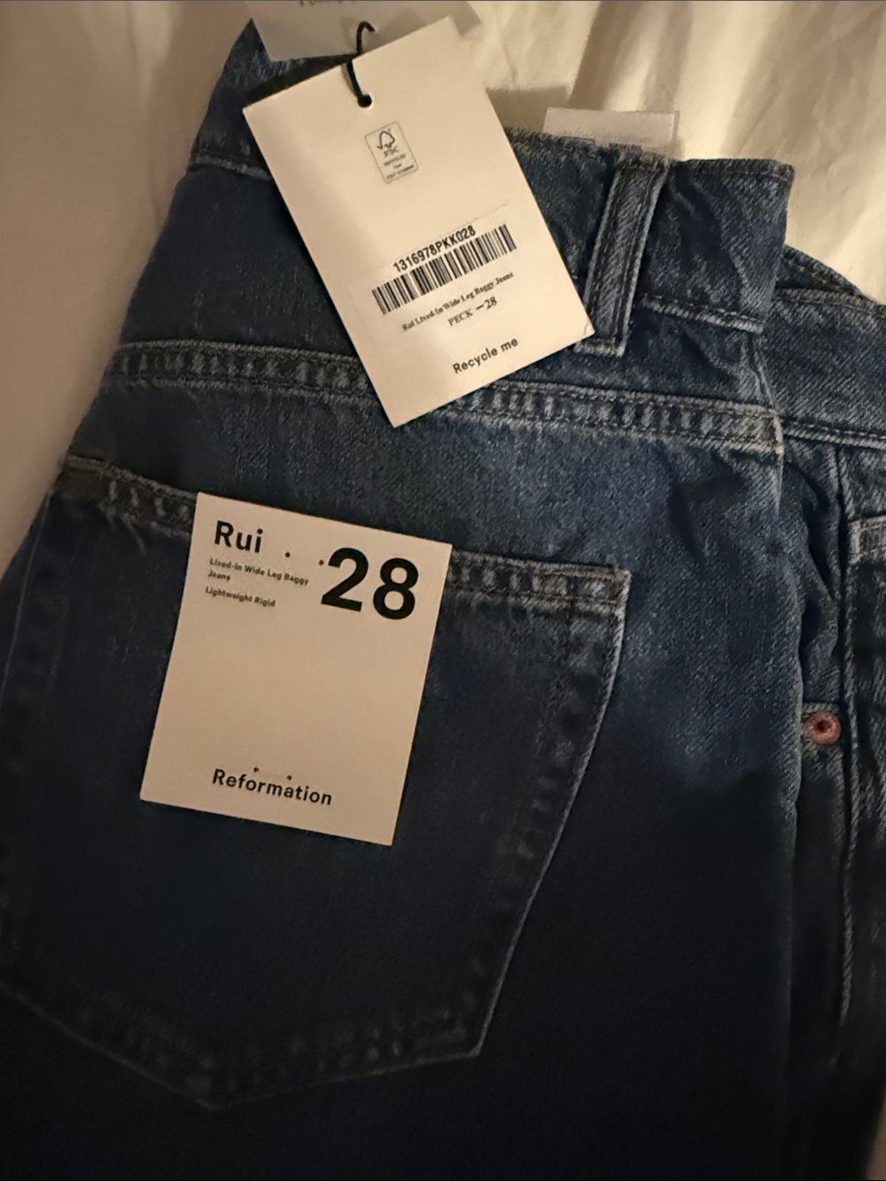Rui Lived-In Wide Leg Baggy Jeans Reformation Peck - Picture 8 of 9